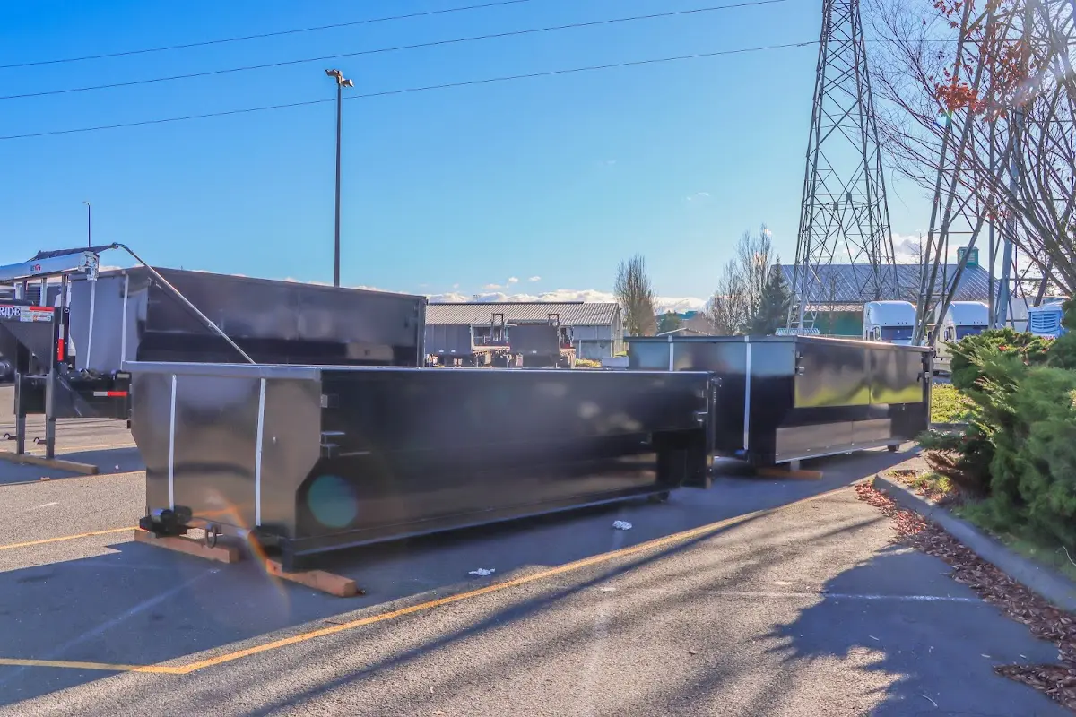 Roll-off dumpster ready for waste disposal at job site for 6 Yard Dumpster Rental in Kent